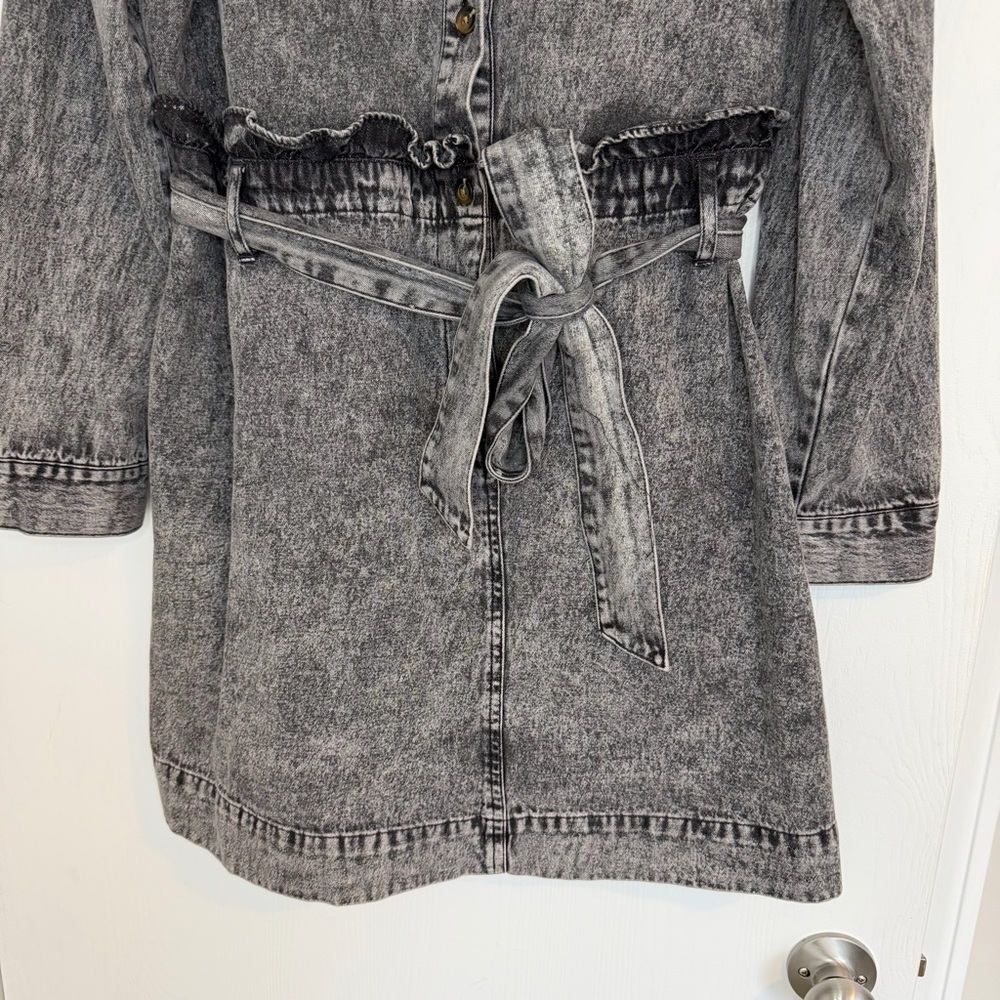 Who What Wear Charcoal Denim Shirt Dress - Picture 4 of 12